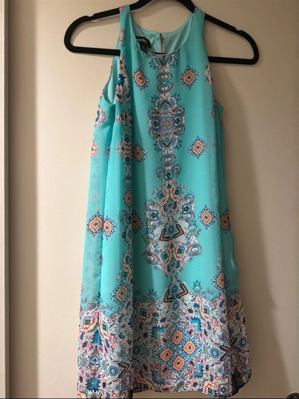 by & by Turquoise Printed Sleeveless Mini Dress - Junior’s Sizing